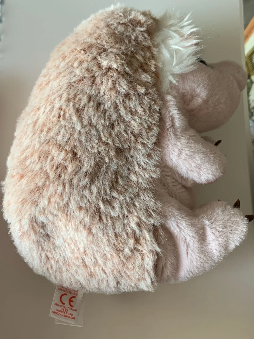 Ty Pink/White/Tan Plush Hedgehog with Green Glitter Eyes